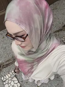 Women's Dye-Blurred Wide Edge Digital Print Scarf, Sun Protection Multicolor Shawl, Elegant Lightweight Breathable Headscarf for All Seasons