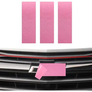 3pcs Vinyl Bowtie Logo Wrap Stickers Compatible with Chevy 11.8" x 4" Car Emblem Logo Overlay Decals DIY Modification Waterproof Universal Decoration (Pink-Carbon Fiber)