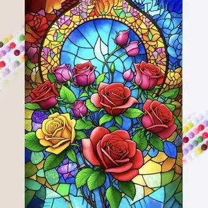 1 set of DIY diamond painting kit, 5D diamond art kit, DIY decoration colored rose diamond painting kit full round drill, mosaic, diamond art, DIY art home decoration, suitable for Christmas.