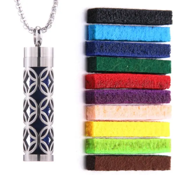 Aromatherapy Locket Necklace made of Stainless Steel with Replaceable Cottons