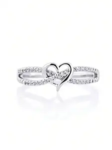 1 PC Romantic Cubic Zirconia Heart Design Ring For Women For Engagement Party Jewelry Valentine's Day Gift Heart Cluster Ring Heart Shaped Ring Cubic Zirconia Rings Beautiful Rings