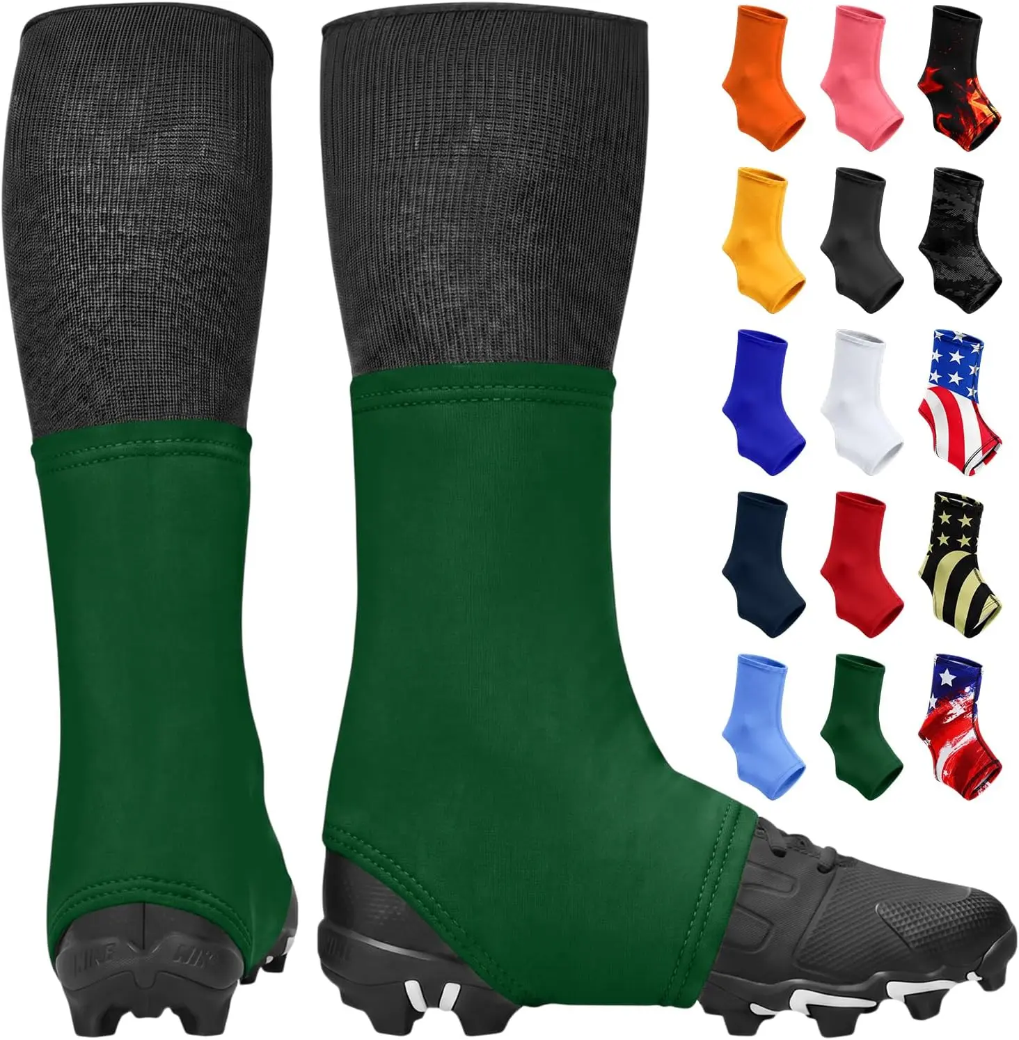 Exxact Sports Men's Football Spats - Solid White Polyester-Spandex Cleat Covers, Flexible, Machine Washable Football Accessories
