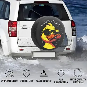 Waterproof PU Leather Spare Tire Cover,17" Duck Tire Cover with a Diameter of 31.49" -32.67 ".Suitable for JL,JK,Trailers, RV, SUVs, and Trucks.(Yellow)