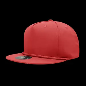 212 MAIN Rapid Dominance 1041-RED 5-Panel High-Profile Structured Cotton Blend Rope Flat Bill Hat, Unisex Size Snapback Cap - Red, 1 Size Fits Most