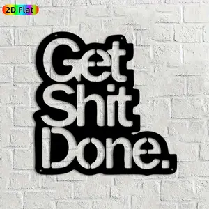 1pc "Get Shit Done" Metal Wall Art, Motivational Quote Statue Mural, Ideal Gift for New Year, Graduation, Goal-Setting Enthusiasts, Powder-Coated Metal Wall Decor Wall Sculptures,  Inspiring Decor for Productivity Lovers