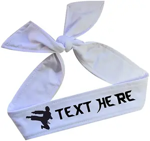 Personalized Martial Arts Headband with Kicking Man Silhouette - Taekwondo Karate Vinyl Design