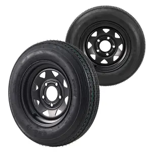 Set of 2 4.80-12 Trailer Tires with 12" Rims – 5 Lug on 4.5" Bolt design – Load Range C 6PR – Ideal for Lawn Mowers, Tractors, Boat Trailers – Heavy Duty Replacement for 4.80x12, 480-12 Tires