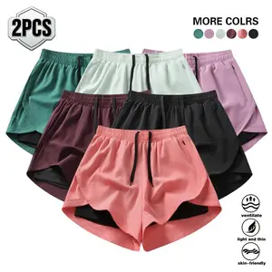 New fake two-piece 2-piece ladies and girls sports shorts Joker outdoor leisure running indoor yoga fitness 2-piece shorts