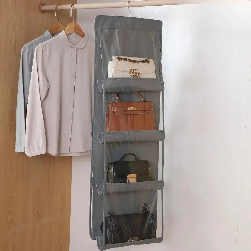8 Pocket Hanging Handbag Organizer, Foldable Oxford Fabric Storage Rack, Space-Saving Closet Handbag Holder, No Fragrance
