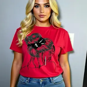 T0091-Beautiful basic shirt with print and rhinestones