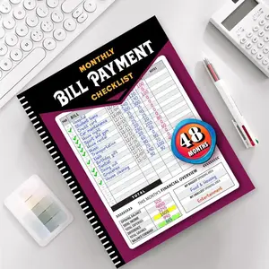 Pink Personal Budget Planner 48 Months Monthly Financial Tracking Notebook Household Expense Record Bill Checklist Notepad