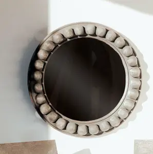 15.75" BLK WOOD FRAME RD. BEADED MIRROR