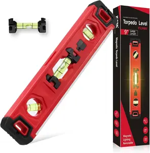 Torpedo Level  TooL - 9 Inch Small Leveler Tools with Ruler 45/90/180  Vials - Removable Line Bubble Spirit leveling For Hanging Pictures, Installing Shelf in Dark Tight Spaces