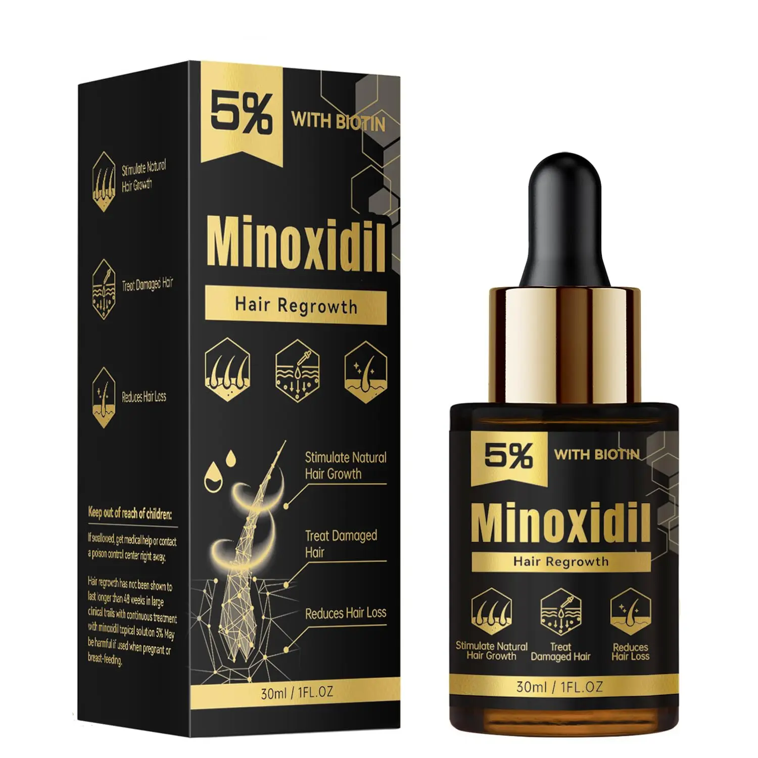 5% Minoxidil Hair Growth Serum for Men and Women, for Hair and Beard Regrowth Treatment - 30ml