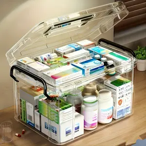 Double-Layer Waterproof Transparent PVC Medicine Storage Box, Easy Access, Ideal for Outdoor and Home Use, Travel Friendly, No Power Needed