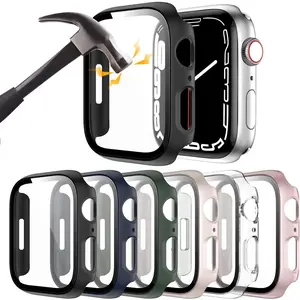 6 Pack Hard PC Case with Tempered Glass Screen Protector for Apple Watch 44mm SE(2022) Series 6/SE/5/4, Rontion Ultra-Thin Scratch Resistant Full Protective Bumper Cover for iWatch 44mm Accessories