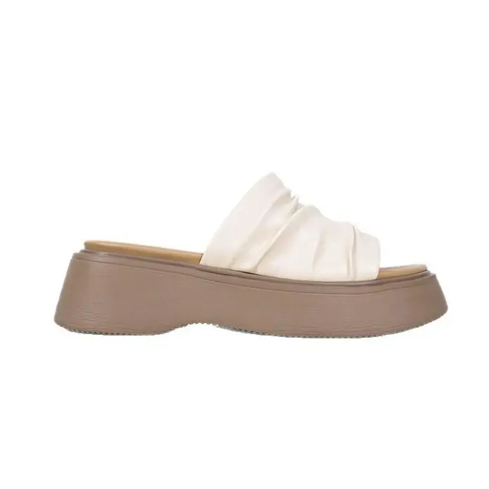 Women's Chunky Platform Slides Ruched Open Toe Mules Comfortable Slip On Sandals Cushioned Thick Sole Cloud Slippers 90s Retro Minimalist Summer Vacation Beach Everyday Walking Shoes Casual Y2K Aesthetic Footwear