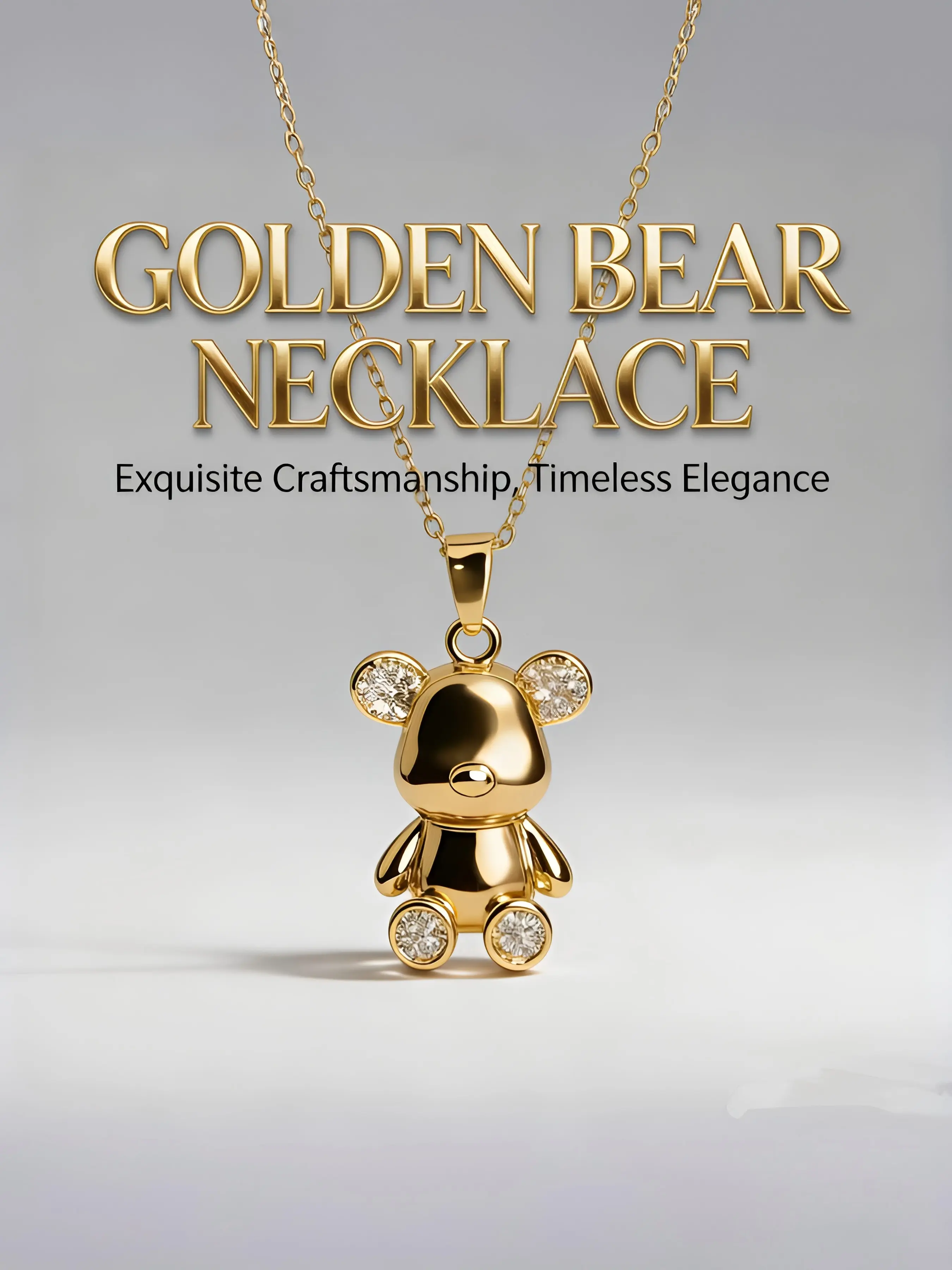 1 Pc Classic Bear Zircon Pendant Necklace for Women, Elegant Jewelry Gift Idea, Perfect Accessory for Any Occasion, Necklace for Mom