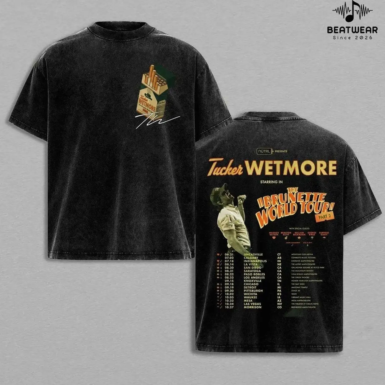 Unisex Tucker Wetmore Tour 2026 Washed Vintage Oversized Round Neck Printed Soft Cotton T-Shirt, Men's Tops, Country Music Artist Fan Apparel, Casual Graphic Tee WI2, Seamless ZN2