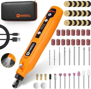 HARDELL Mini Cordless Rotary Tool with LED Light, 5-Speed Adjustment, 3.7V Pen Grip Rotary Drill Sets, 69 Accessories for Sanding, Carving Crafts