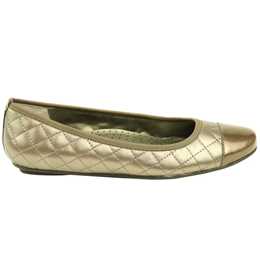 VANELi Womens Serene Metallic Quilted Ballet Flats Casual - Gold