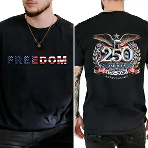 Ameri T-Shirt Freedom 250th Anniversary Eagle Badge Made In USA For Women For Men [CoreVarsity.us 180G/230G 100% cotton short-sleeve/hoodie, soft and comfortable]