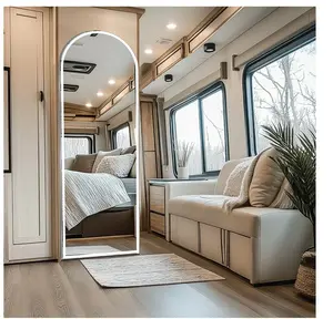 64"x21" LED Arched Full Length Mirror with Aluminum Frame and Polished Glass for Bedroom