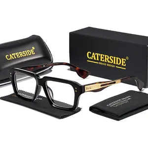 CATERSIDE Fashion Men's Square Thick Frame Punk Glasses Unisex Anti Blue Light for Travel Beach Wedding Party Ideal Gift Choice