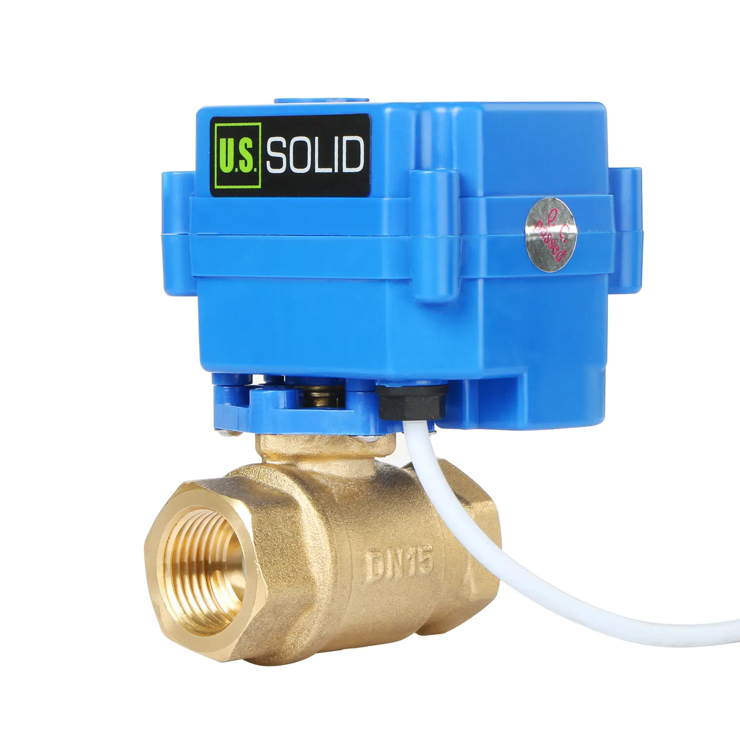 U.S. Solid Motorized Ball Valve 1/2" Brass Full Port 9-24V AC/DC 2 Wire Auto Return