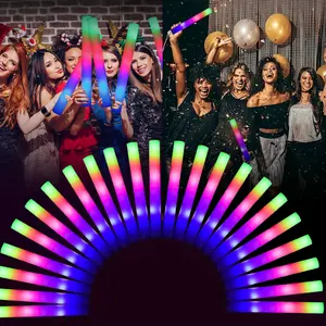 102/30 pieces of light foam sticks, light sticks, fluorescent sticks, three kinds of color flashing modes, party light products, suitable for concerts, birthdays, weddings, Christmas, Halloween, Easter, party light gifts and other party supplies.