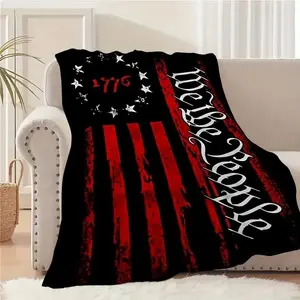 A black and red flag print, luxurious flannel Throw Blanket, suitable for home, bedroom, sofa, travel, home, high-end gifts, great gifts! Ultra-light, soft, warm suede cover blanket, 100% polyester material, no pilling and no fading.