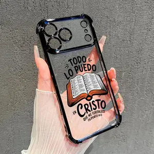 Compatible  Phone CasePhone Case for iPhone 17/16/15/14/13/12/11/xs/xs max/xr/Samsung/S22/S23/S24/S25PLUS  FE ULTRA  EDGE Bible Verse Aesthetic Christian Pattern Transparent Full Coverage Four Corners Anti-drop Casing