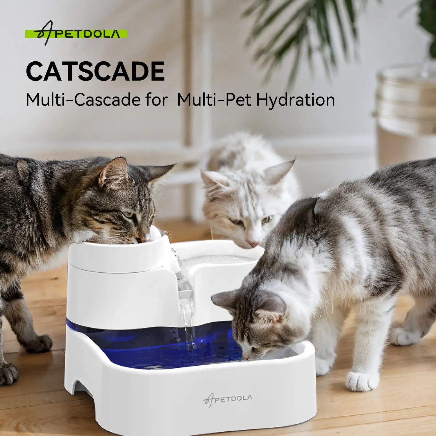 Apetdola Catscade Ultrafiltration Cat Water Fountain,FathersDayGift Multi-Level Cat Fountain with 3 Drinking Areas, 101oz/3L Pet Fountain for Cats Dog