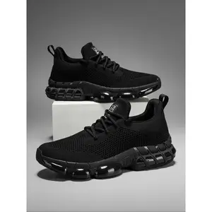 Men's Large Size Flyknit Full-Palm Air Cushion Sports Shoes, Breathable Shock Absorption, Anti-Slip Wear-Resistant, Youth Daily Commute