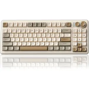 SOLAKAKA SK90 75%  Gaming Keyboard - 4000mAh Tri-Mode (BT5.0/2.4G/USB-C) Cute Creamy Gaming Keyboard with Number Pad, Media Knob, RGB Backlit, Quiet  Silent Office Keyboards for PC