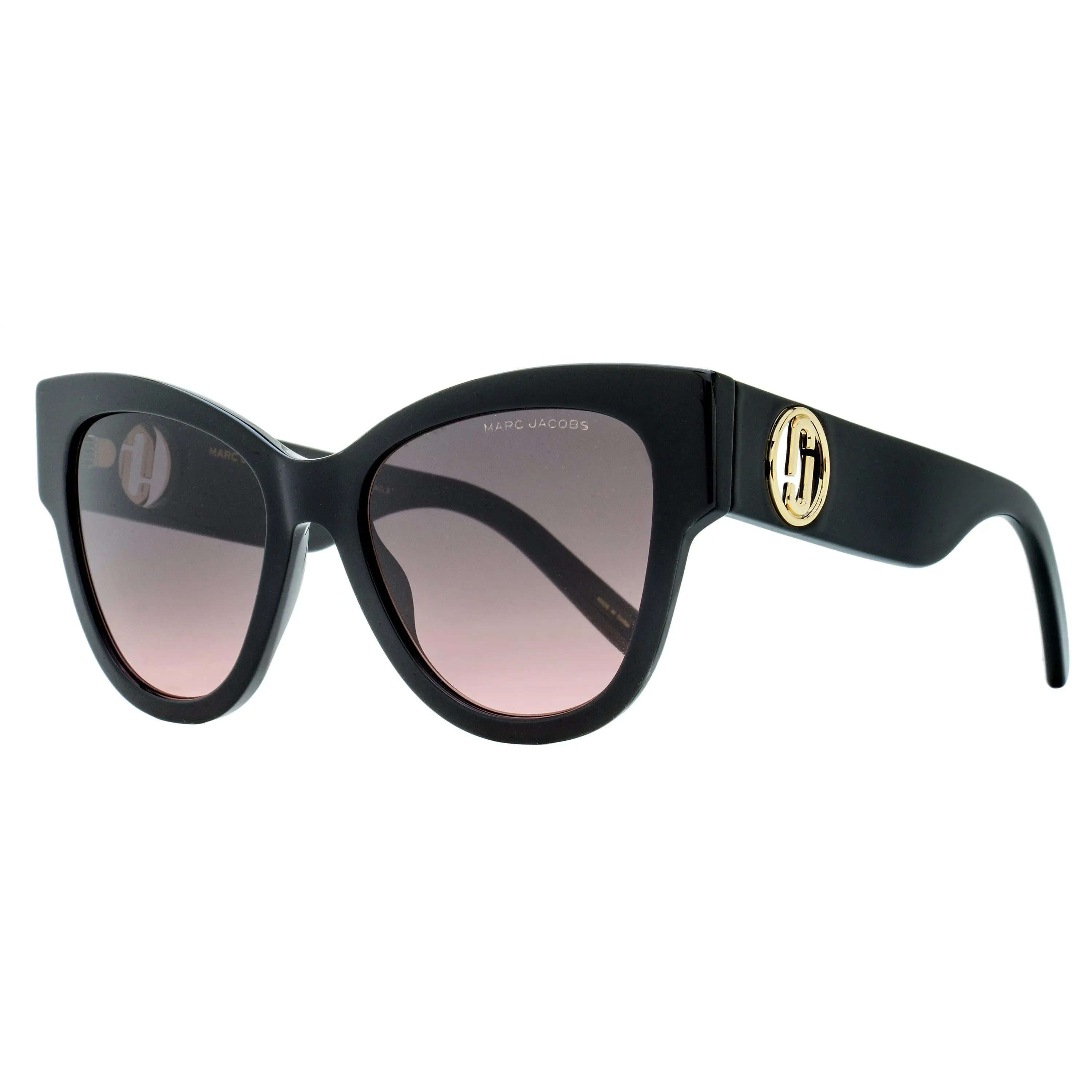MARC JACOBS Women's Butterfly Sunglasses, Black Matte Propionate Frame with Double J Logo Cut-Outs, 100% UV Protection, Marc 697/S 53mm, Black Matte Women's Sunglasses, Statement Frame Glasses