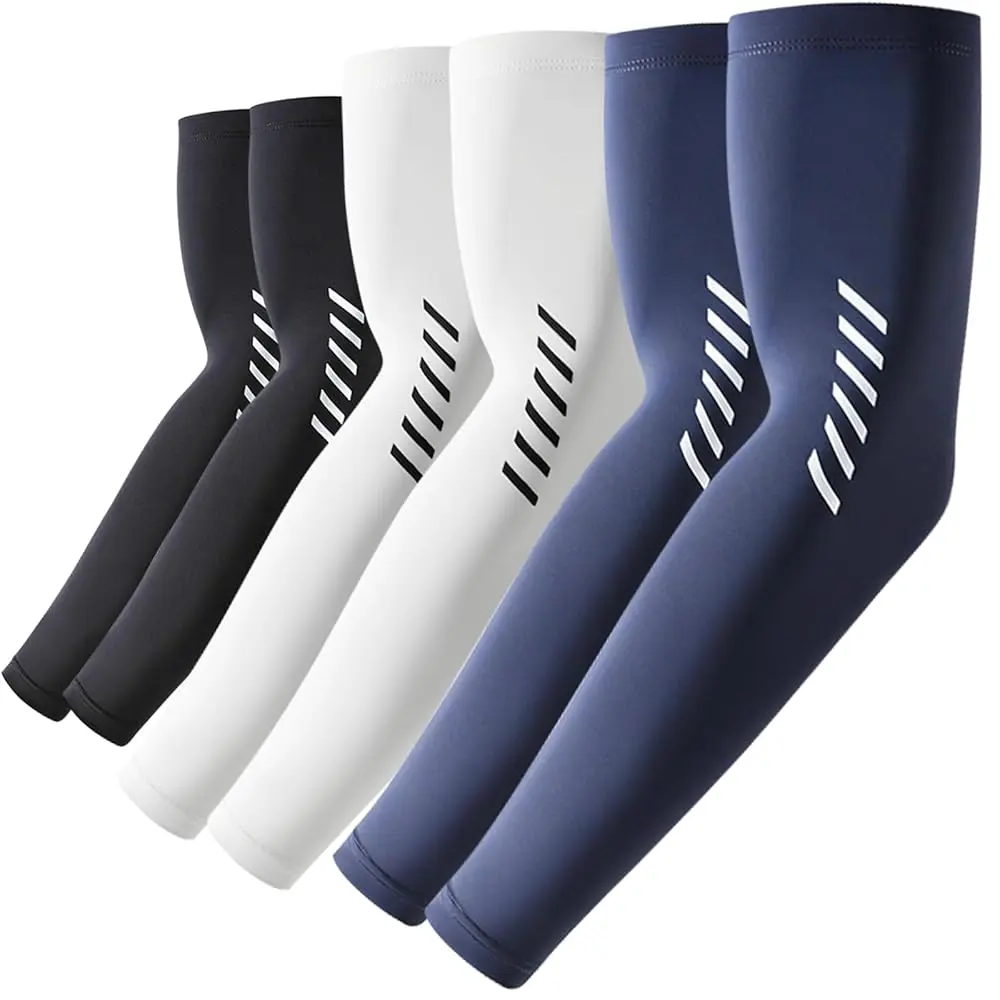 3 PAIRS UPF 50+ UV Sunscreen Arm Sleeves, Cooling Sports Compression Covers for Men & Women, Multi-Color Arm Sleeves for Outdoor Activities, Sunscreen Sleeves