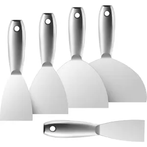 Putty Knife, 5 Pcs Putty Knife Set, 2" 3" 4" 6" 8" Stainless Steel Scraper, Spackle Knife, Wallpaper Scraper Paint Scraper Tool for Drywall Repair, Removing Wallpaper, Mud, Applying Plaster