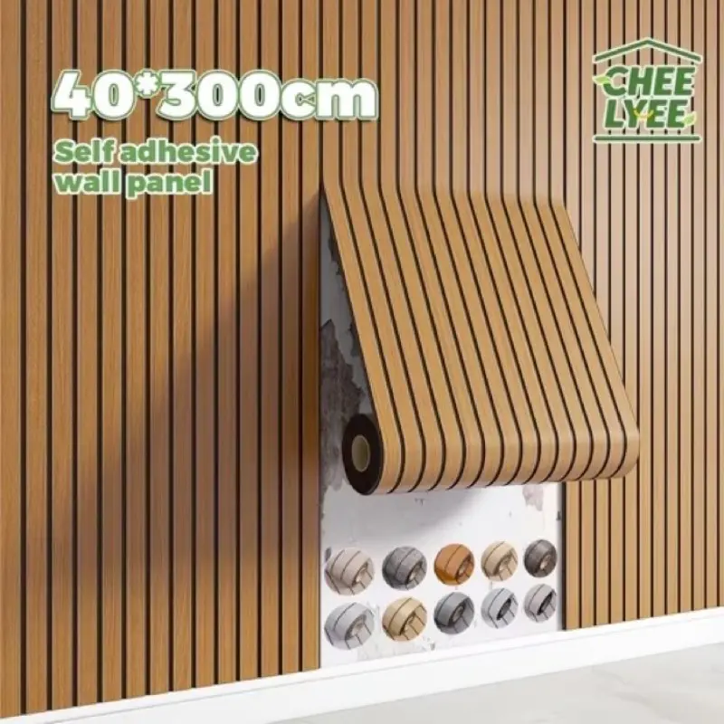 PVC sticker, 3D grid design, retro wood grain wall panel, self-adhesive vinyl wallpaper, Peel and stick wallpaper, ceiling, interior walls, waterproof striped wallpaper, Living Room wall decoration