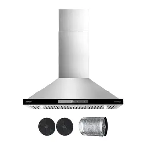 36 in Stainless Steel Chimney-Style Range Hood - Kitchen Appliances, Wall/Ceiling Mount Vent, 800 CFM Motor, Gesture Touch Control, LED Light, Baffle Filters, Ducted/Ductless Convertible Home Ventilation Appliance