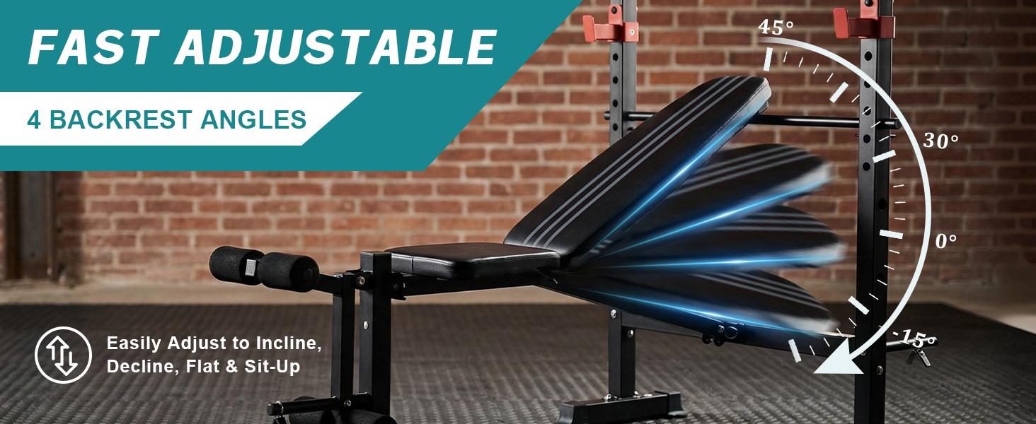 Adjustable Weight Bench, 650LBS Foldable Workout Set with Leg Extension Curl, Easy Assembly Bench Press Set for Indoor Exercise Home Gym