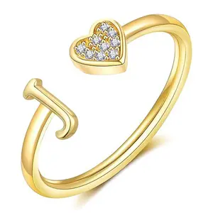 Initial Heart Ring, Women's Adjustable Stackable Alphabet Ring, Suitable for Women's Birthday, Proposal, Engagement Ring