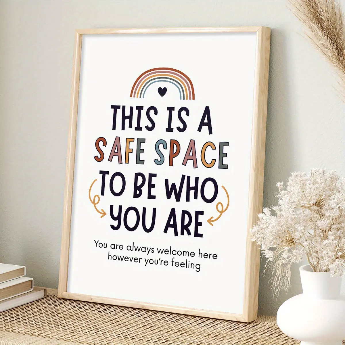 1PC Rimless Inspirational Mental Health Canvas Print Poster - School Counselor Office Room Decor, 12×16inch(30×40cm) Design Decoration for Therapy Spaces
