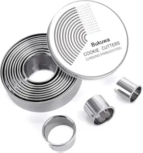 12-Piece Round Cookie Cutter Set – Graduated Stainless Steel Circle Pastry & Donut Ring Molds, 18/8 Steel Baking Tools for Biscuits, Cookies, and Pastries