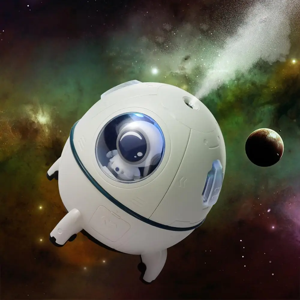 Astronaut Design Air Humidifier, USB Powered 220ml Electric Ultrasonic Aroma Essential Oil Diffuser, Colorful LED Light Mist Sprayer, Desktop Humidifi