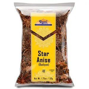 Rani Star Anise Seeds, Whole Pods (Badian Khatai) Spice 1.75oz (50g) ~ All Natural | Gluten Friendly | Kosher | Vegan | Whole Chinese Anise Star Sun Dried Spice, Anis Estrella / Illicium Verum, Widely Used for Baking, Drinks, Cooking, and Tea