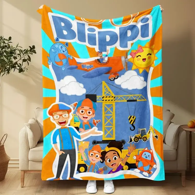 Blippi Fun Exploration Kids’ Blanket – Soft, warm, cozy aesthetic, wrinkle-resistant, 60×80 inches, decorative throw, engaging learning cartoon toy, ideal for Christmas gifts and watch parties