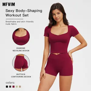 MFVIM Sporty Two-Piece Set Women's Plain Crop Cami Top & Flare Leg Pants Sports Set, Sporty Casual Comfy Breathable Two-Piece Outfits for Yoga Gym Workout Running Gym Workout Clothes