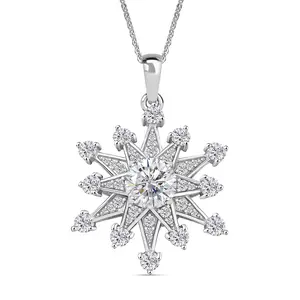 Moissanite  925 Sterling Silver Rhodium Plated Pendant Necklace for Women Jewelry Birthday Gifts Size 20 Inches Ct 2.95