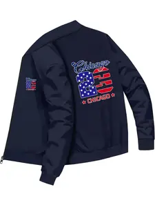 Casual Sports Style Men's Chicago Number Printed Long Sleeve Jacket for Daily Street Fashion and Casual Wear